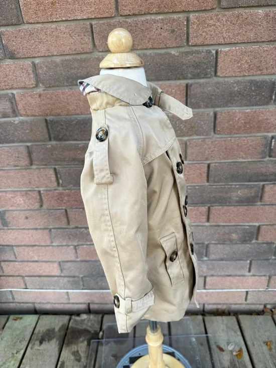 Burberry Kids Tan Double-Breasted Pea Coat Size Small - Picture 3 of 6